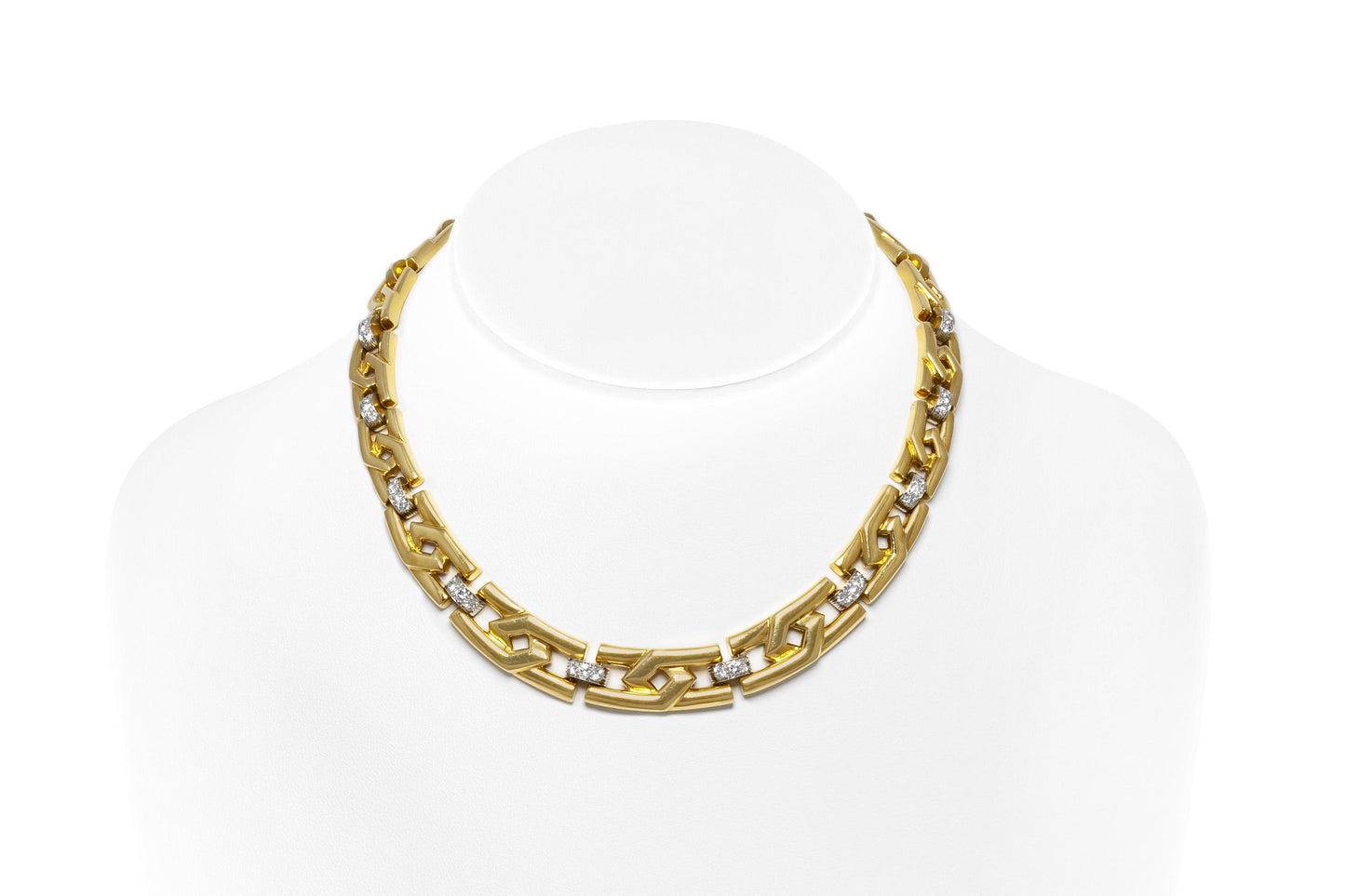 Vintage 1970s David Webb Gold Collar Necklace with Diamonds