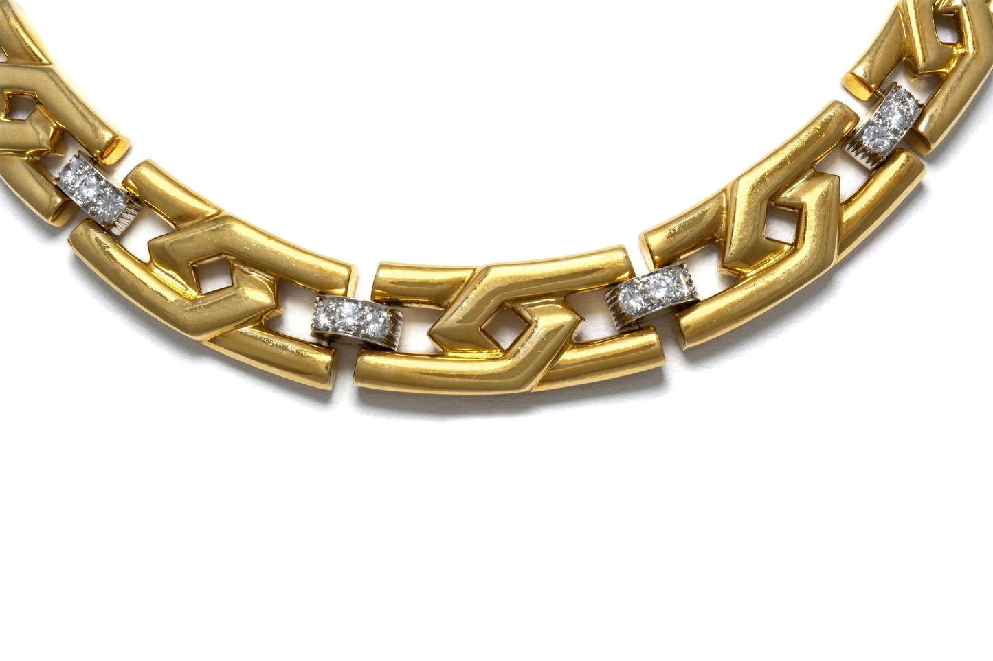 Vintage 1970s David Webb Gold Collar Necklace with Diamonds