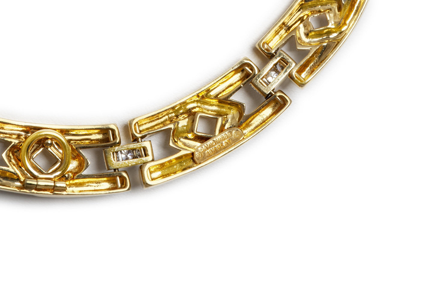 Vintage 1970s David Webb Gold Collar Necklace with Diamonds