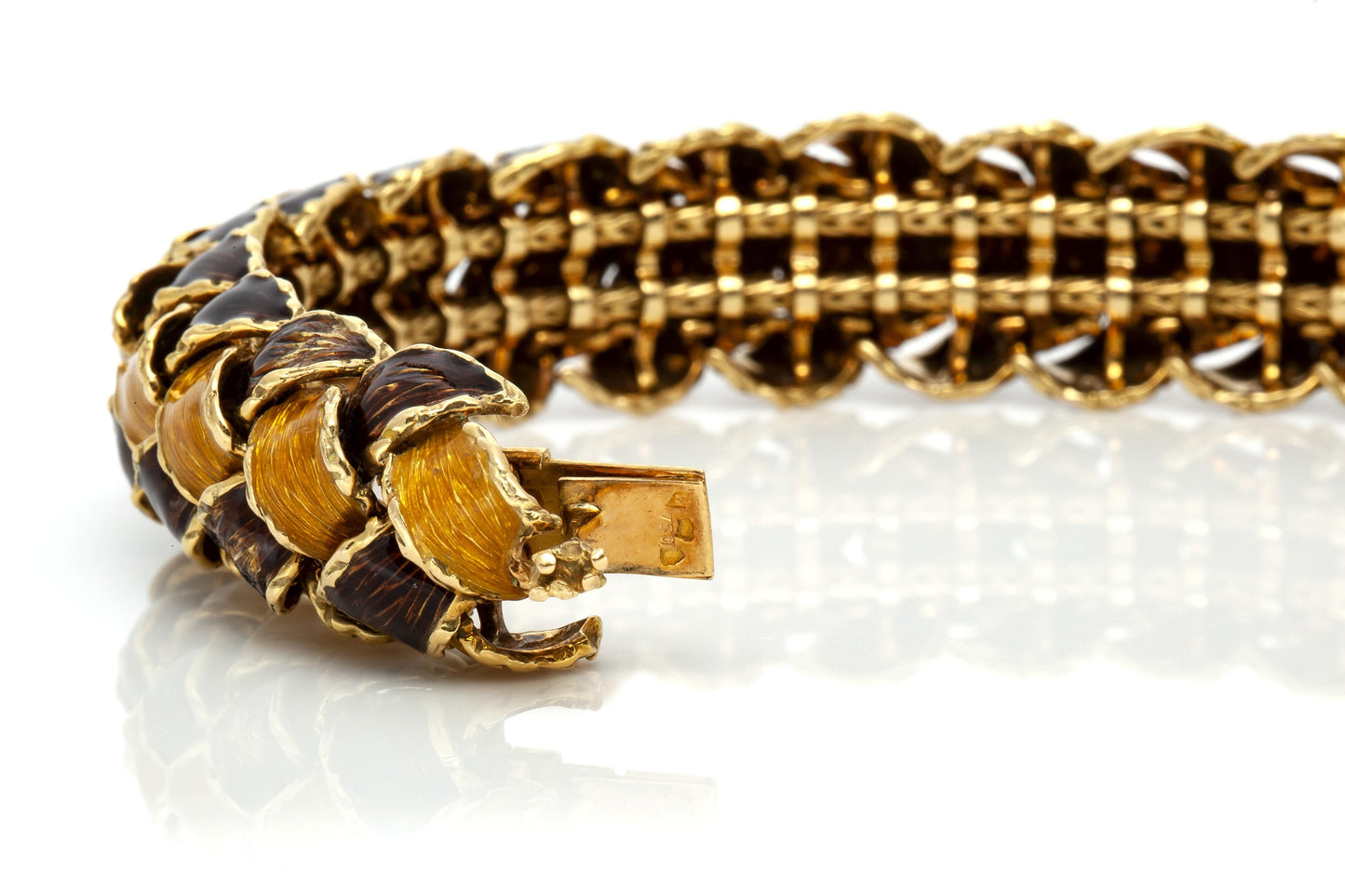 Vintage 1970s Piaget Enamel Bracelet and Earrings Set