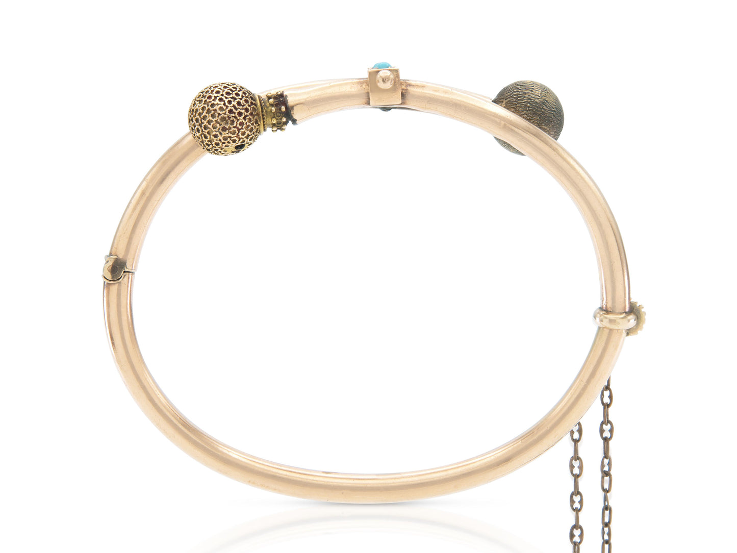 Antique Victorian Bypass Hinged Bangle Bracelet with Turquoises