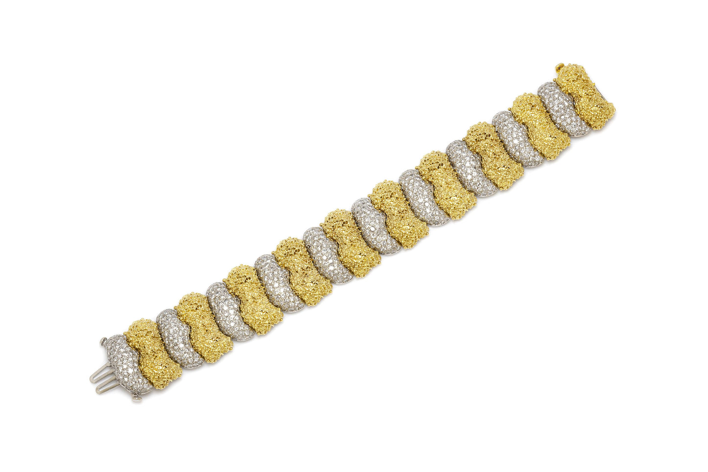 Vintage 1970s Alternating Gold and Diamond Link Bracelet