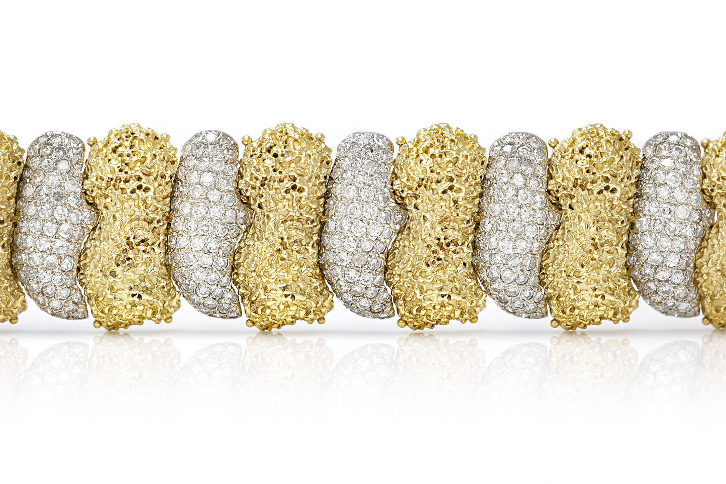 Vintage 1970s Alternating Gold and Diamond Link Bracelet