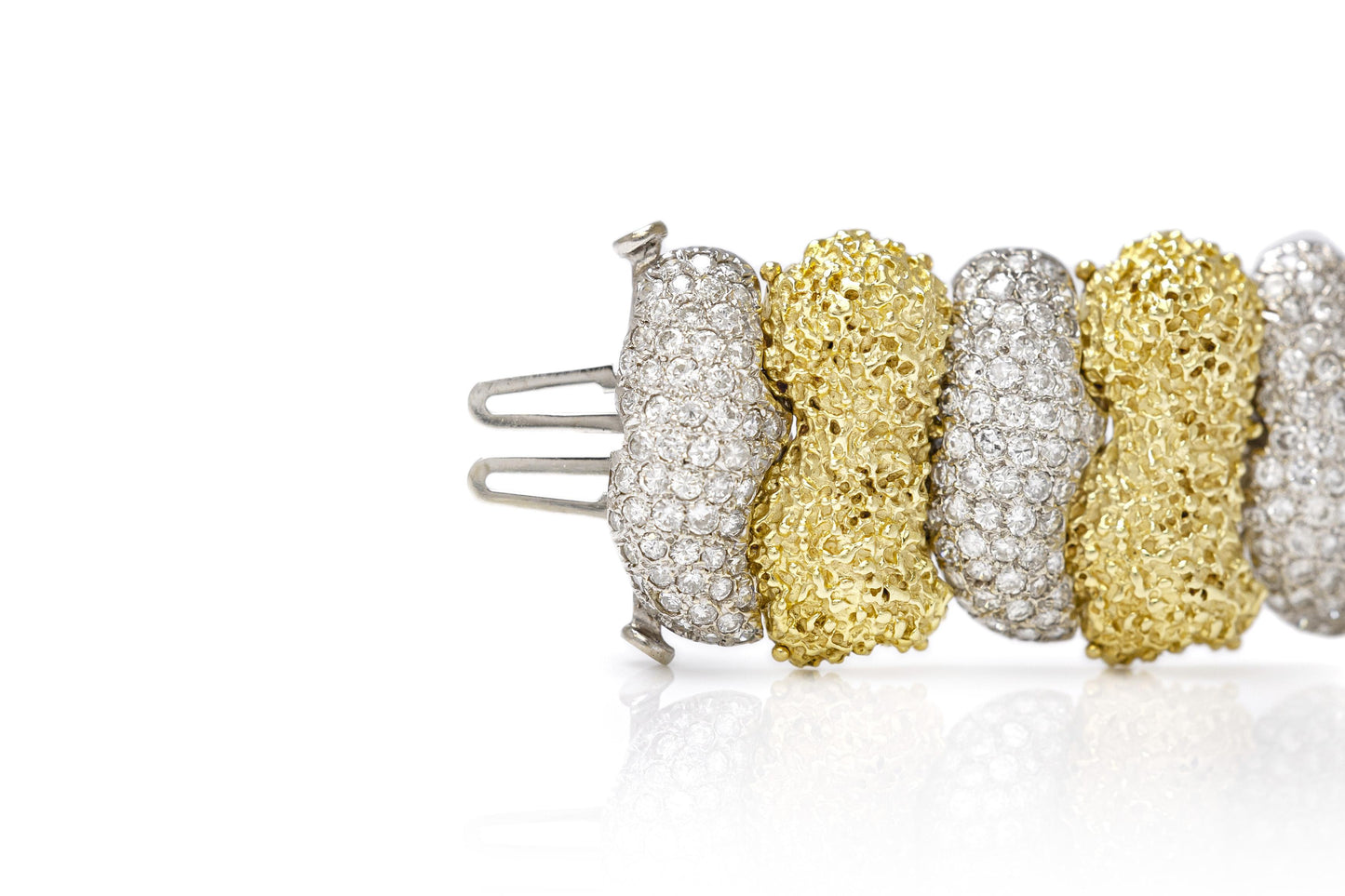 Vintage 1970s Alternating Gold and Diamond Link Bracelet