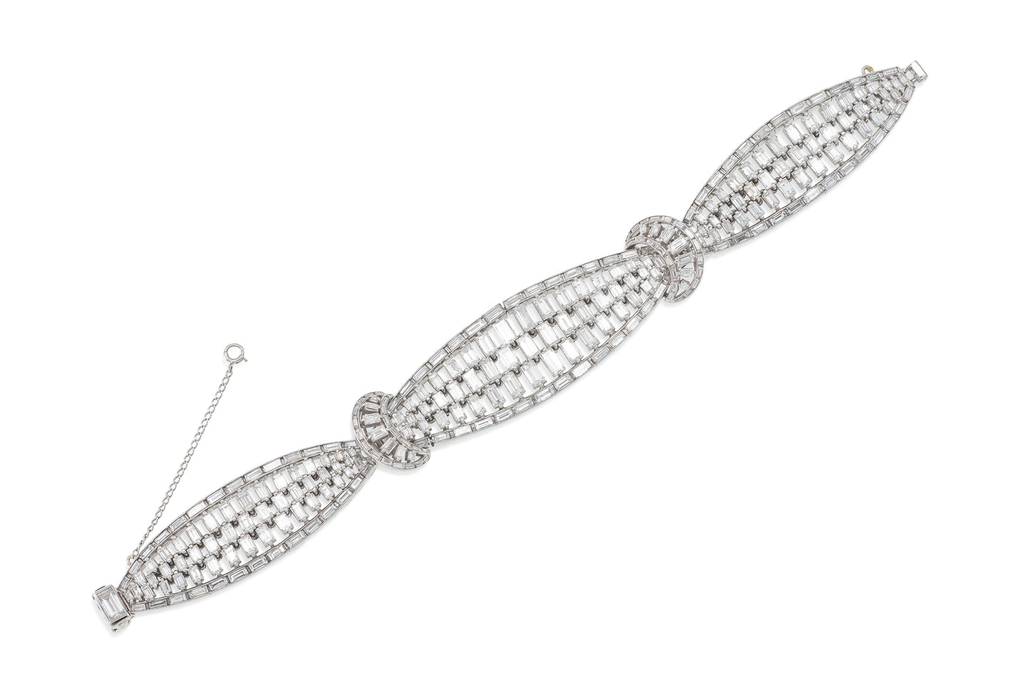Vintage 1950s 38.00 Carat Baguette Cut Diamond Bracelet