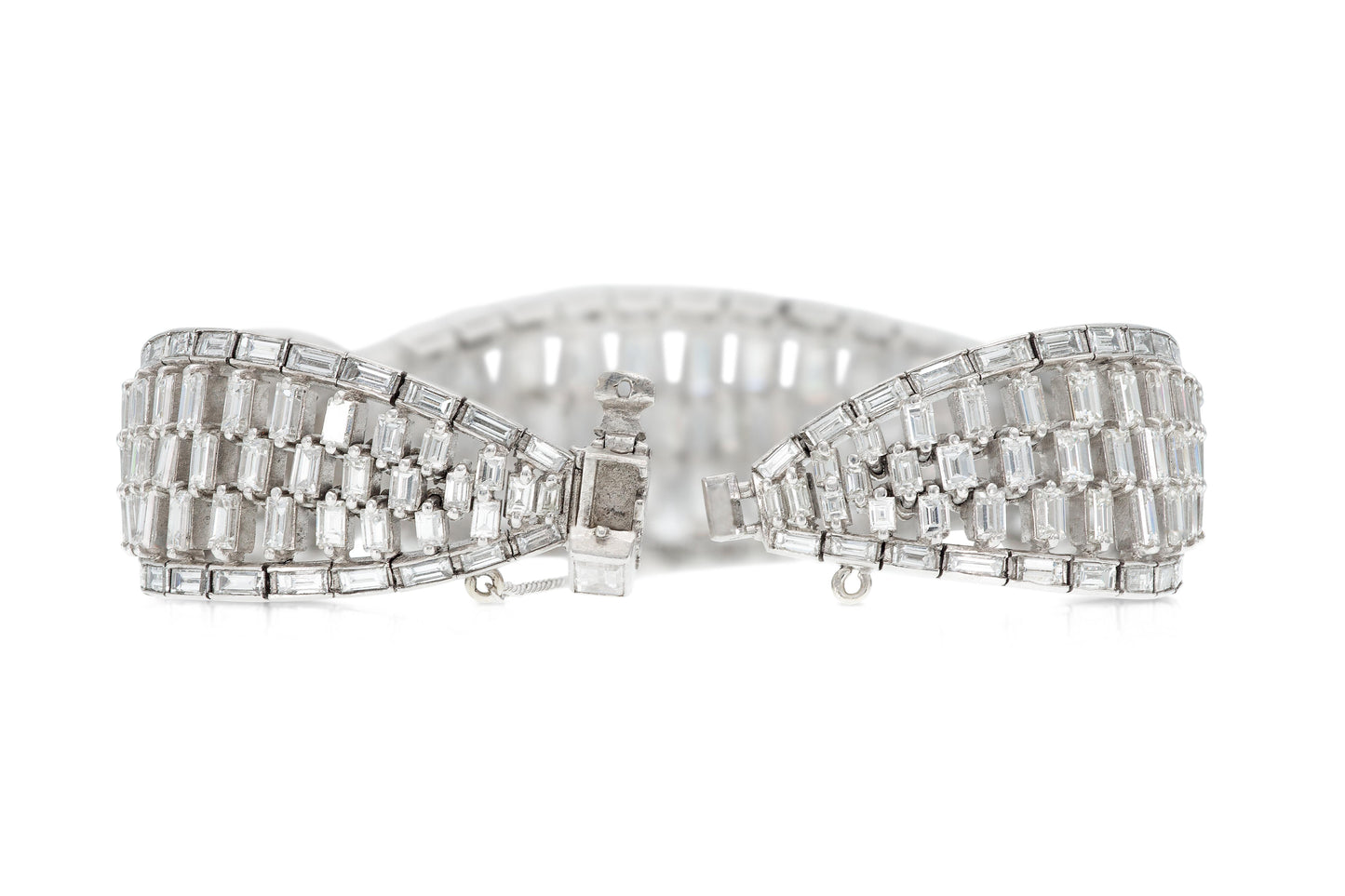 Vintage 1950s 38.00 Carat Baguette Cut Diamond Bracelet