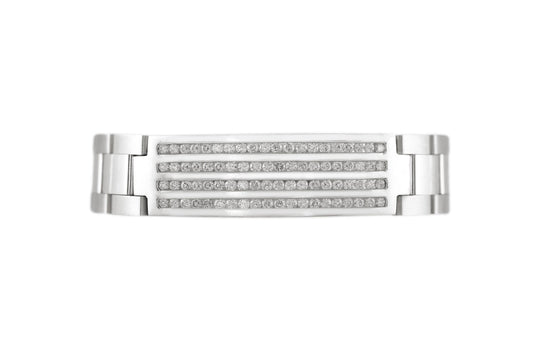 White Gold Oyster Links Watch Band Bracelet with Diamonds