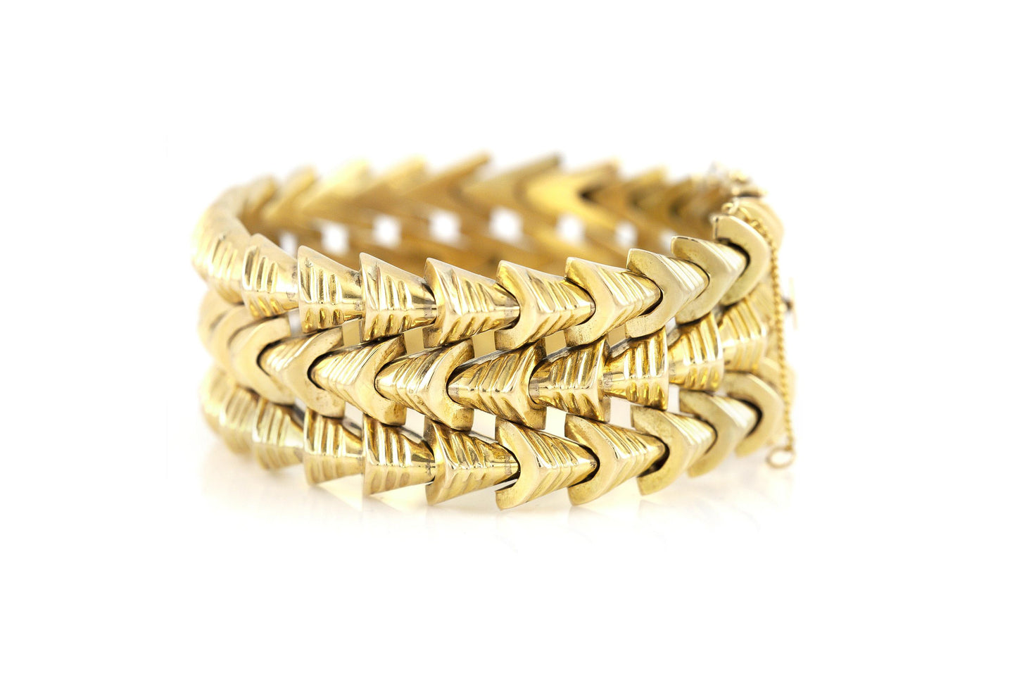 Vintage 1940s Rose Gold Triangle Link Bracelet