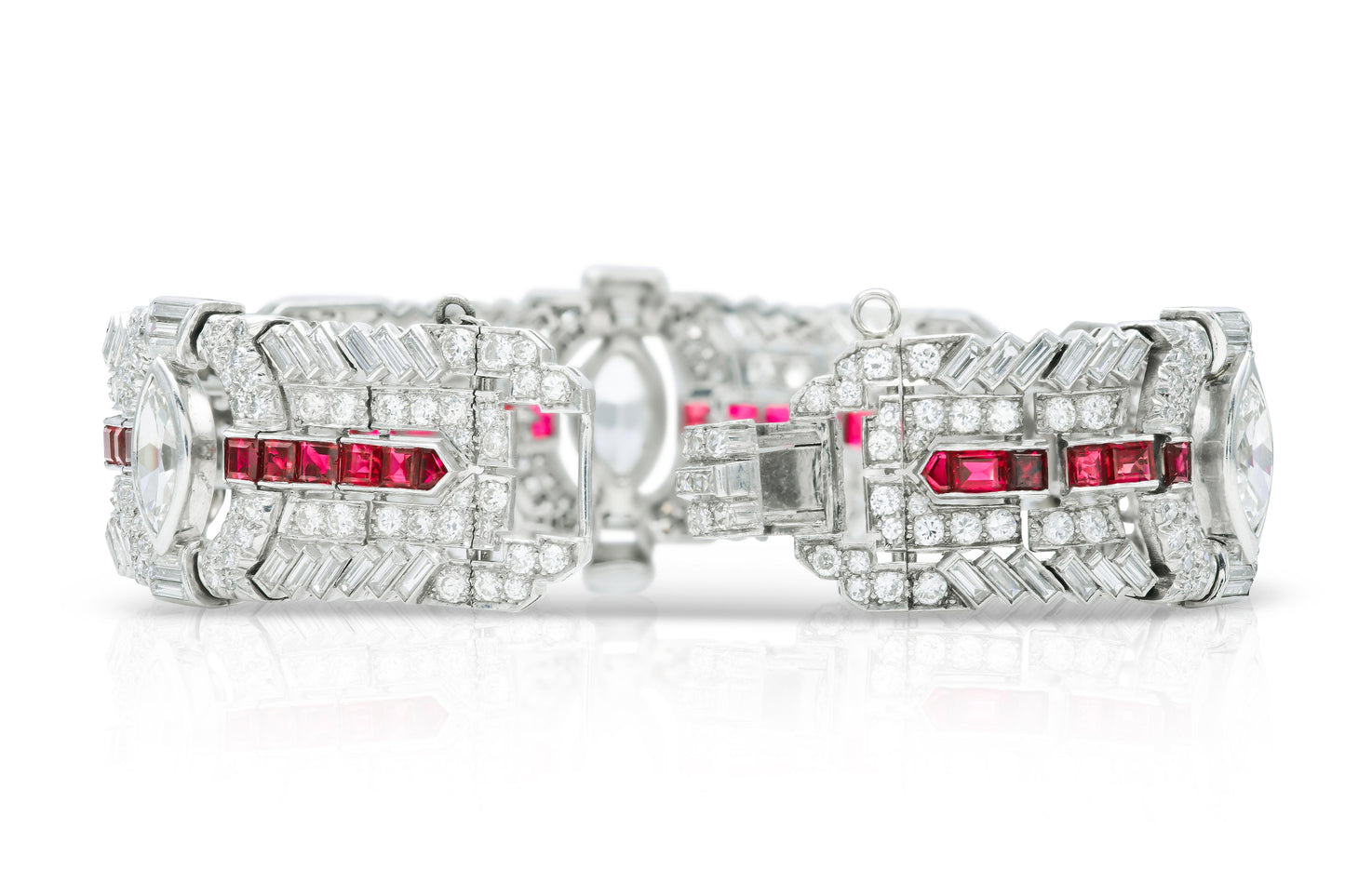 Antique Art Deco 1930s 24.25 Carat Diamond and 6.00 Carat Rubies Bracelet