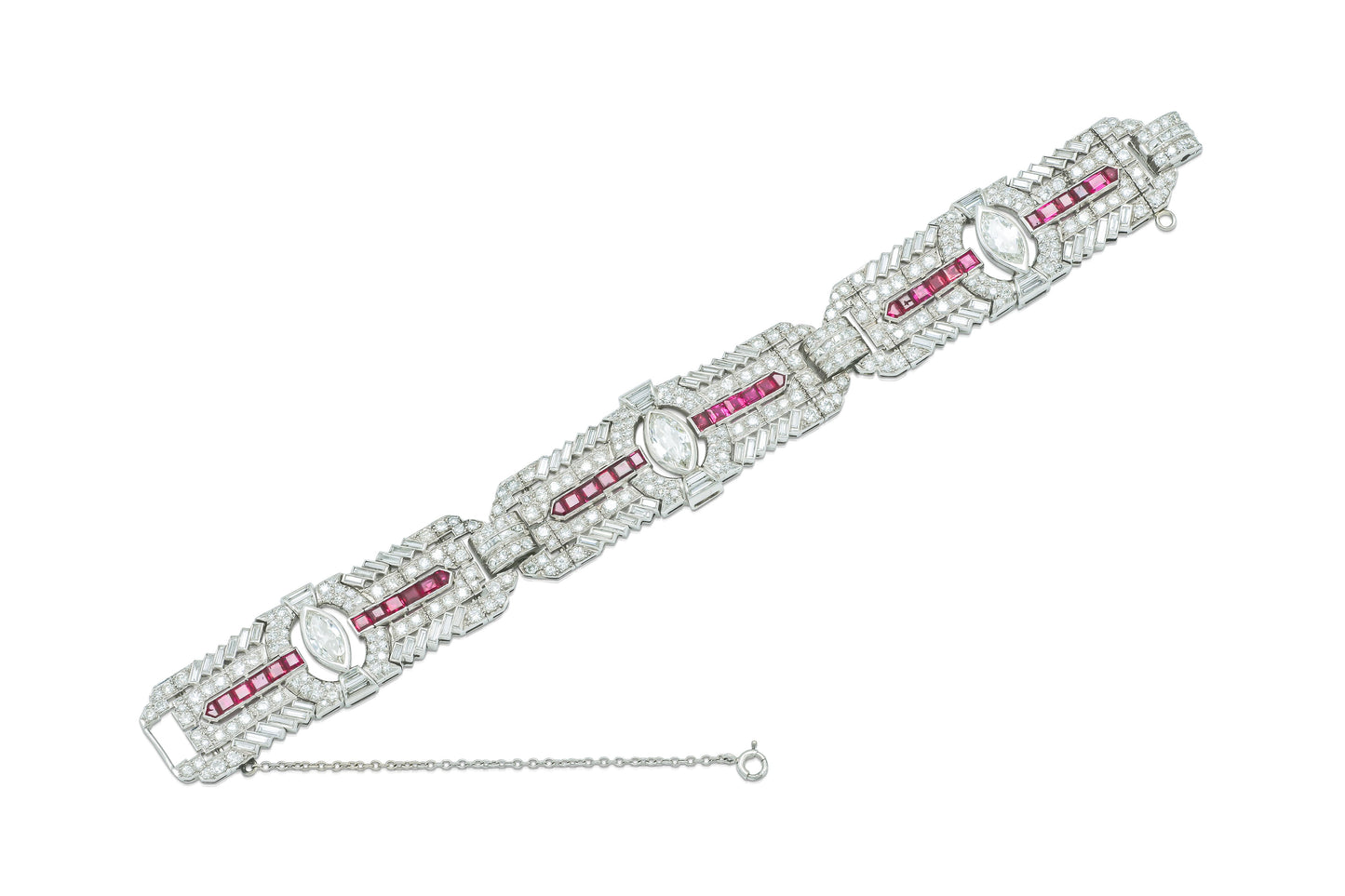 Antique Art Deco 1930s 24.25 Carat Diamond and 6.00 Carat Rubies Bracelet