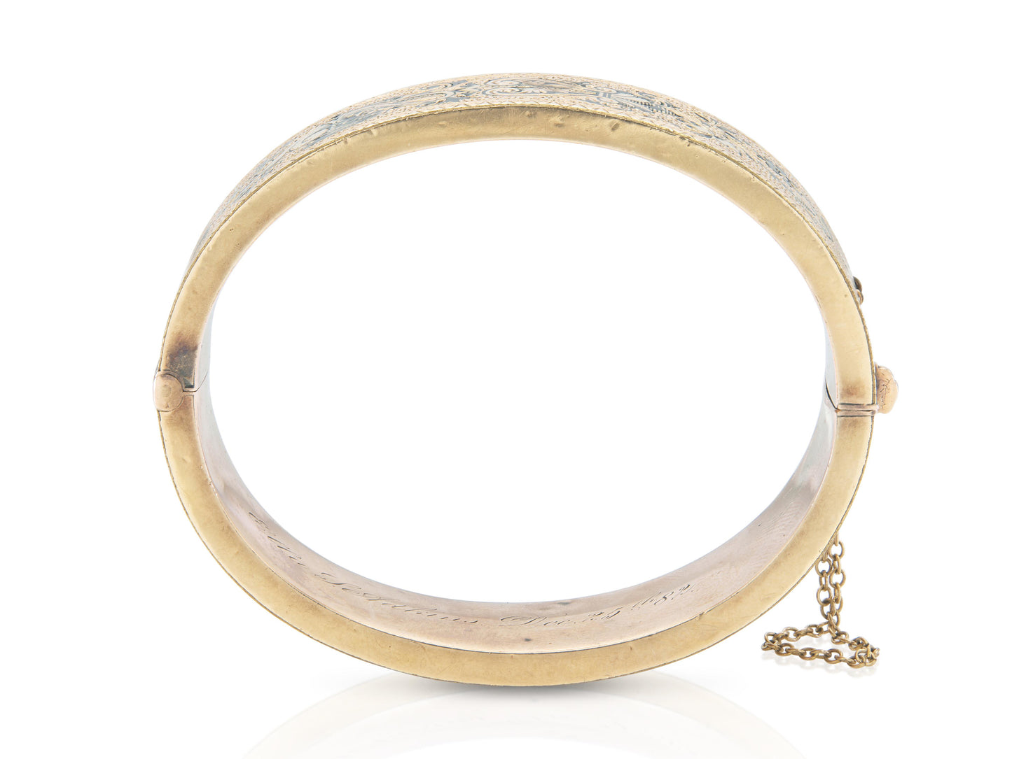 Antique Victorian Gold and Enamel Hinged Bangle Bracelet