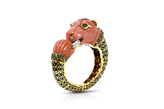 Vintage 1960s David Webb Coral Lion Bracelet