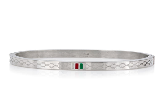 Gucci White Gold Bangle Bracelet