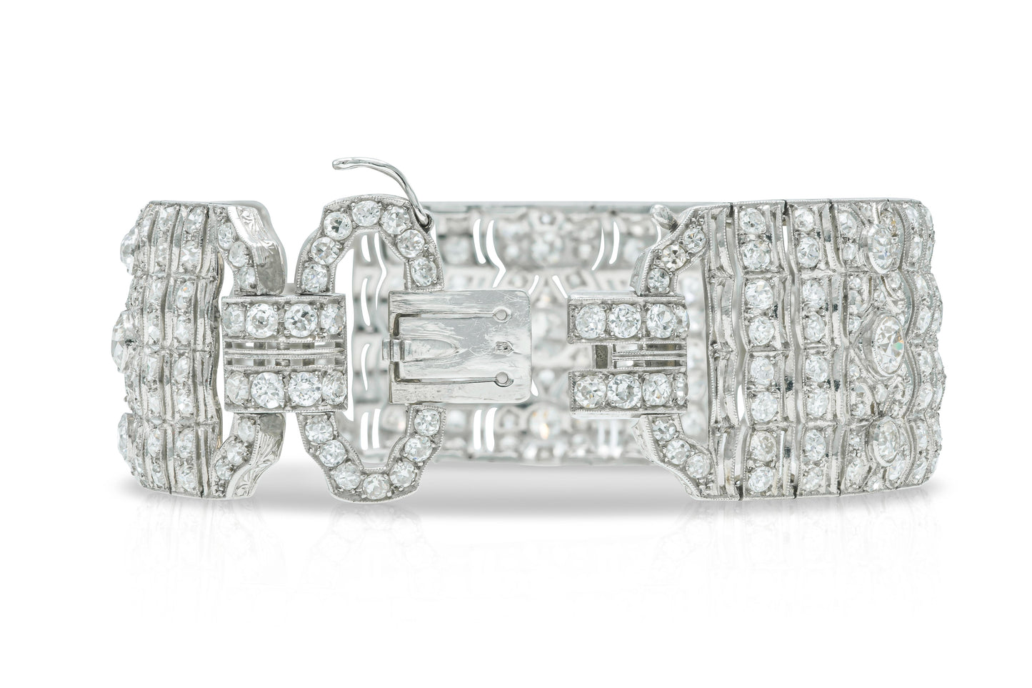 Antique Art Deco 1920s 23.50 Carat Old European Diamond Wide Bracelet