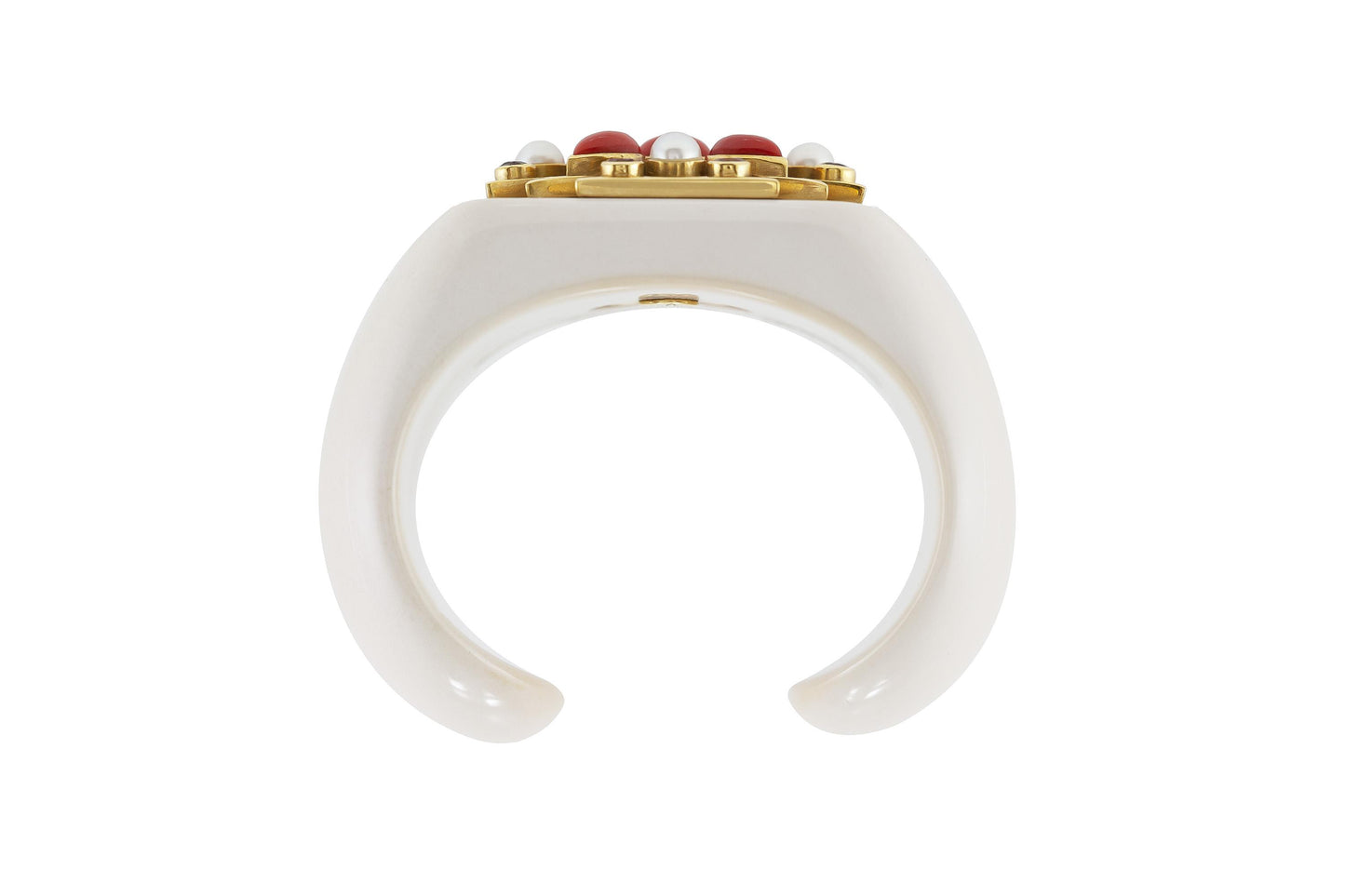 Verdura Cacholong Maltese Cross Cuff Bracelet