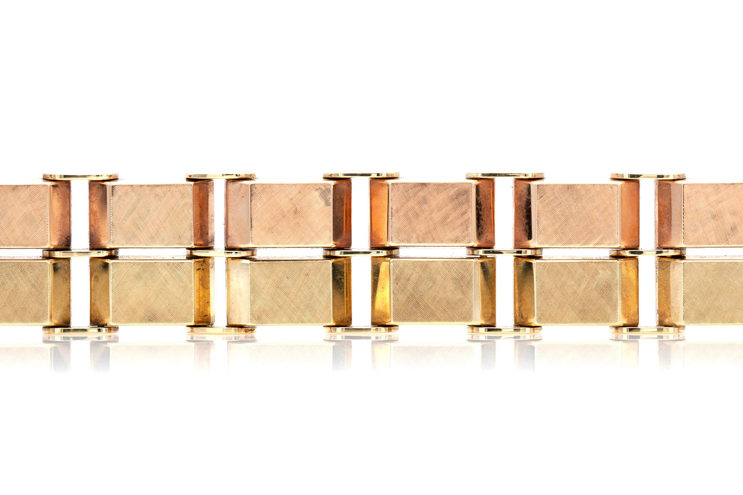 Vintage 1940s Retro Two-Toned Square Link Bracelet