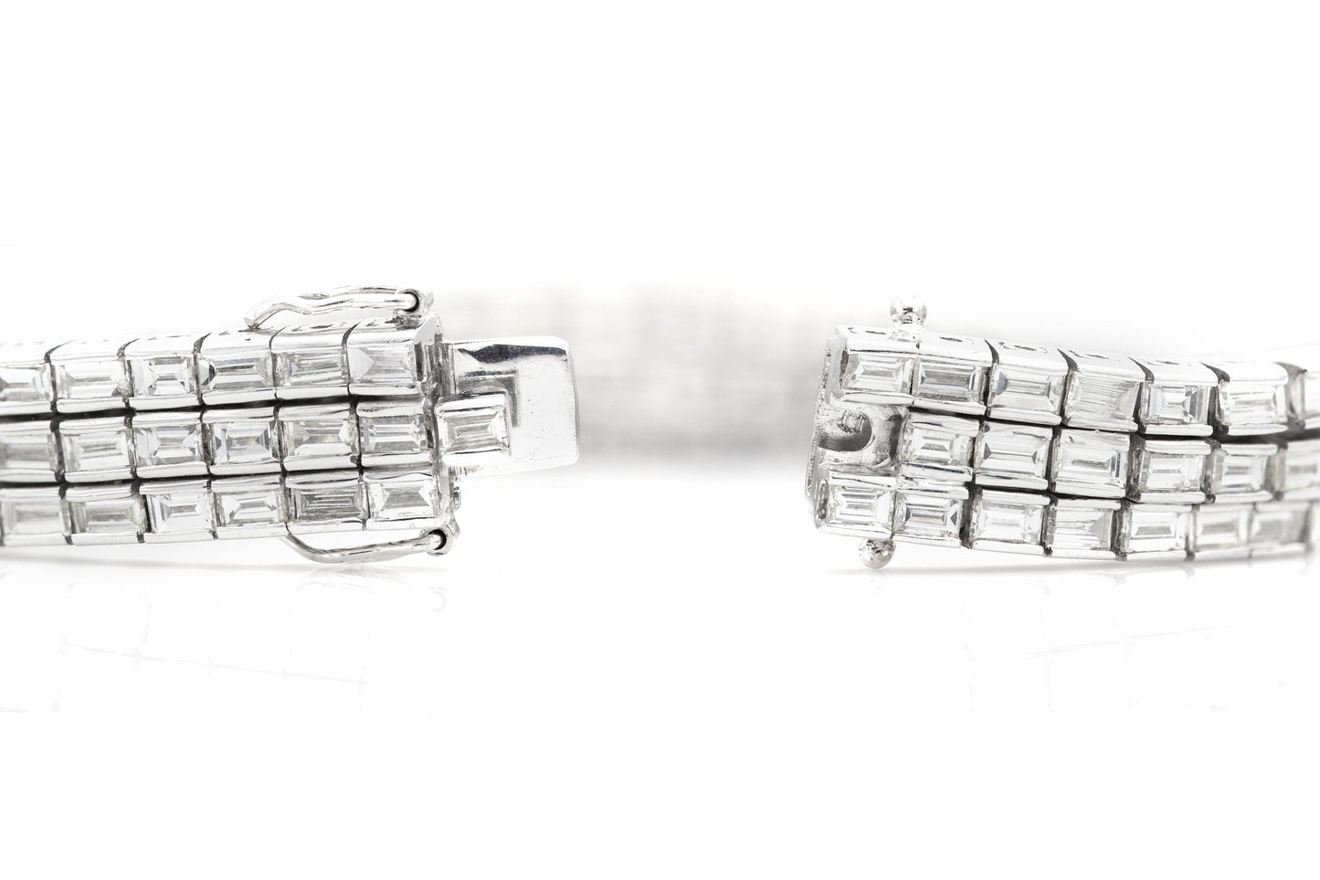 20.00 Carat Three-Strand Baguette Cut Diamond Bracelet