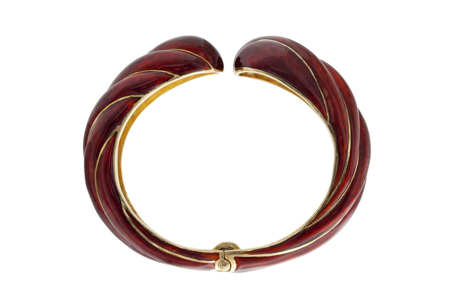 Vintage 1960s David Webb Red Enamel Cuff Bracelet