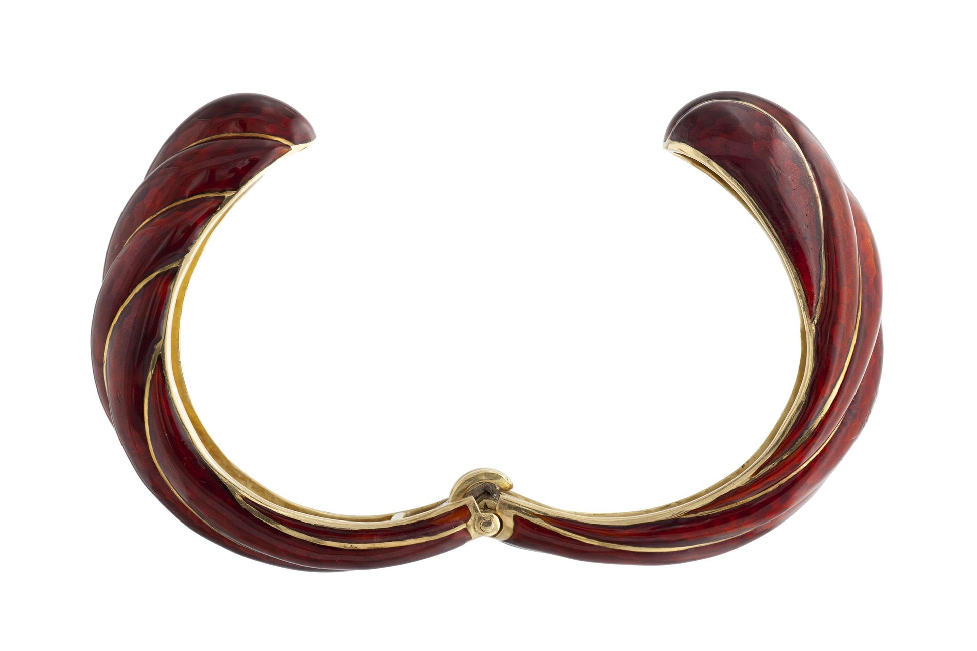 Vintage 1960s David Webb Red Enamel Cuff Bracelet
