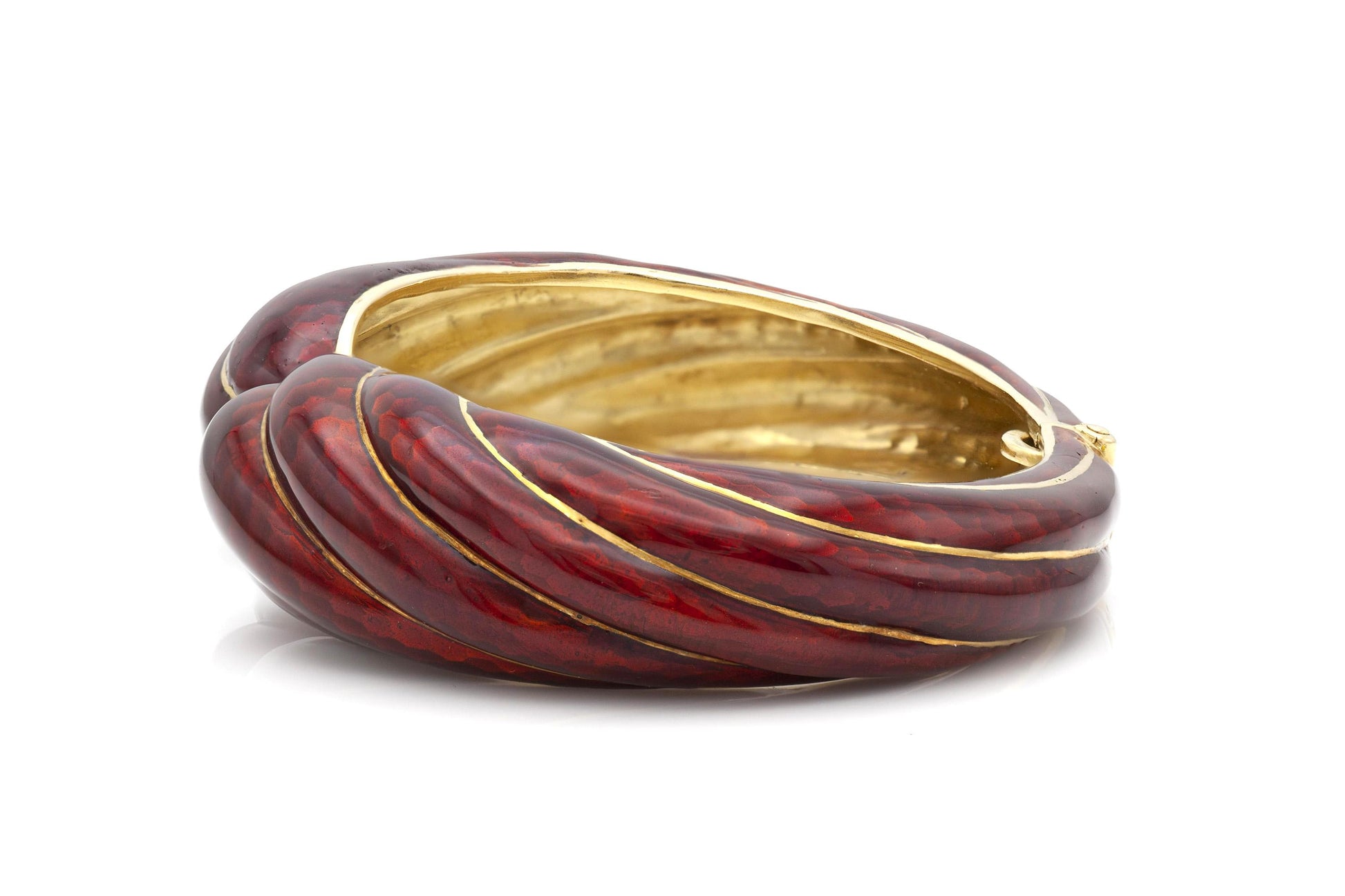 Vintage 1960s David Webb Red Enamel Cuff Bracelet