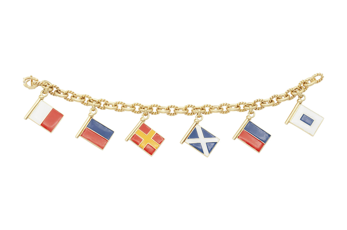 Vintage 1980s Hermes Nautical Flags Charm Bracelet