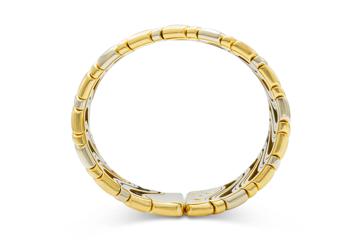 Vintage Marina B Two Toned Gold Wide Wave Cuff Bracelet