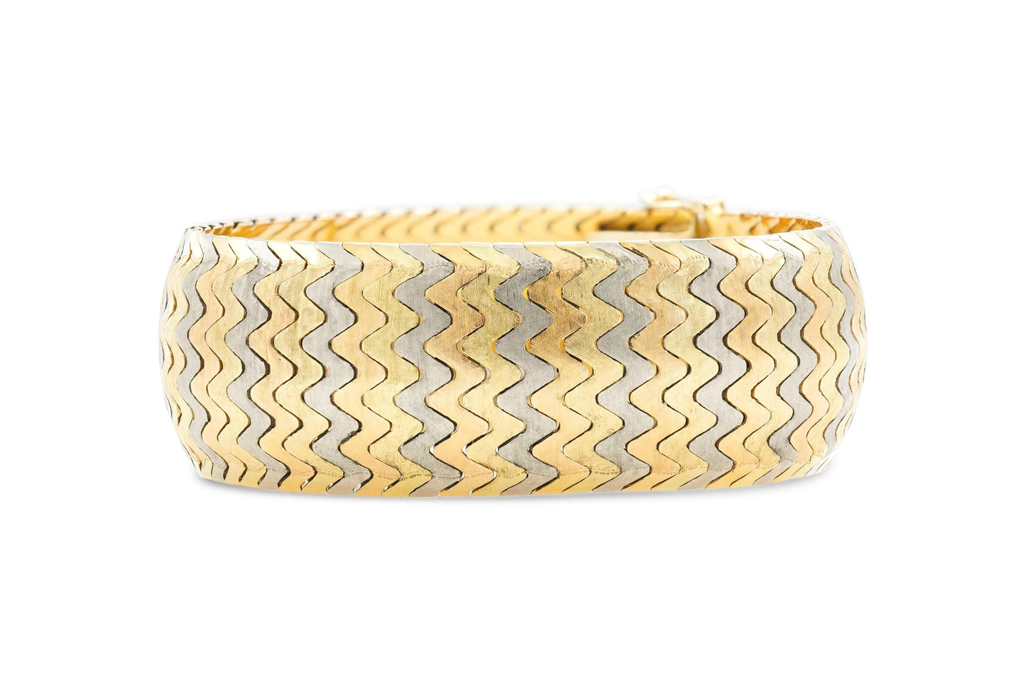 Vintage 1940s Retro Tri-Toned Wave Link Bracelet