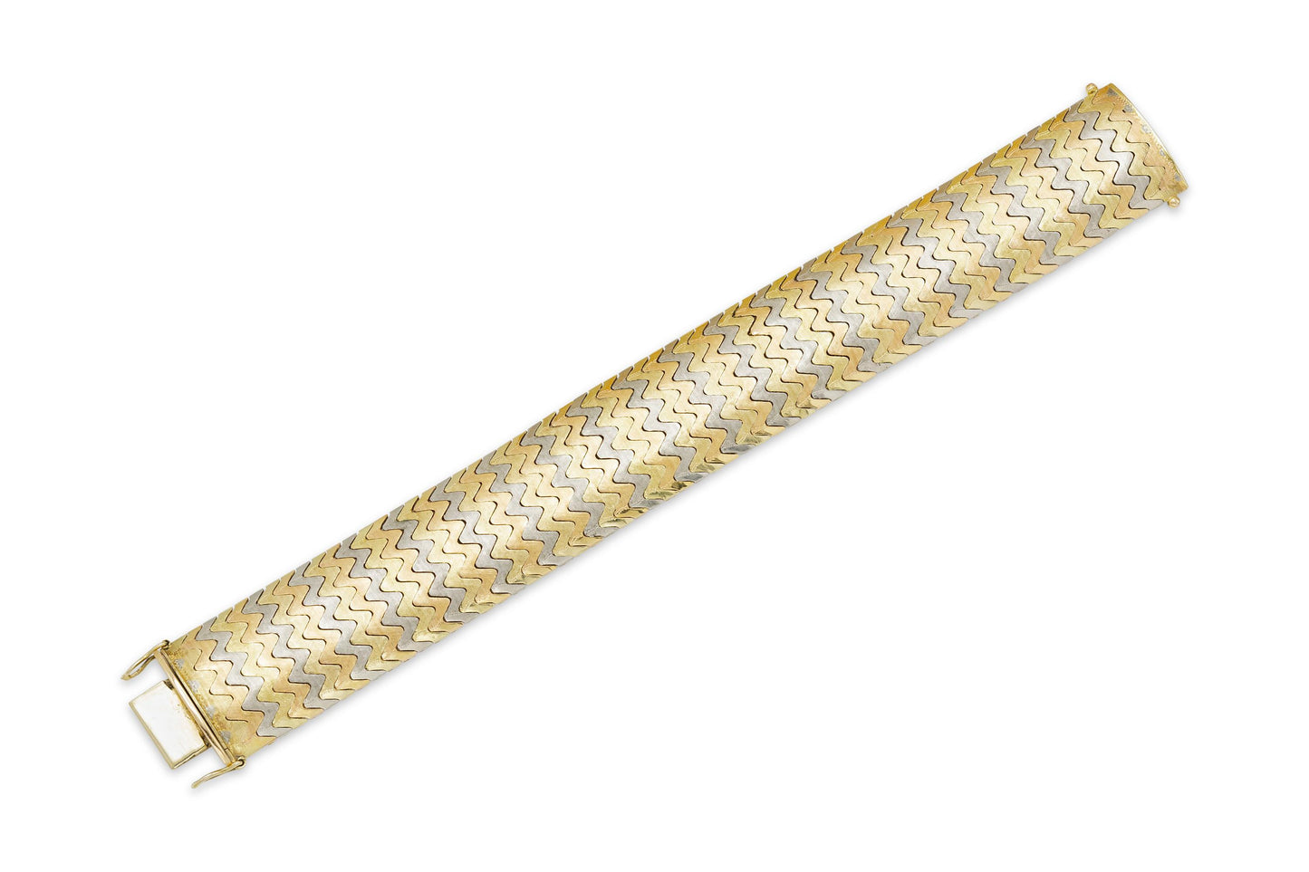 Vintage 1940s Retro Tri-Toned Wave Link Bracelet
