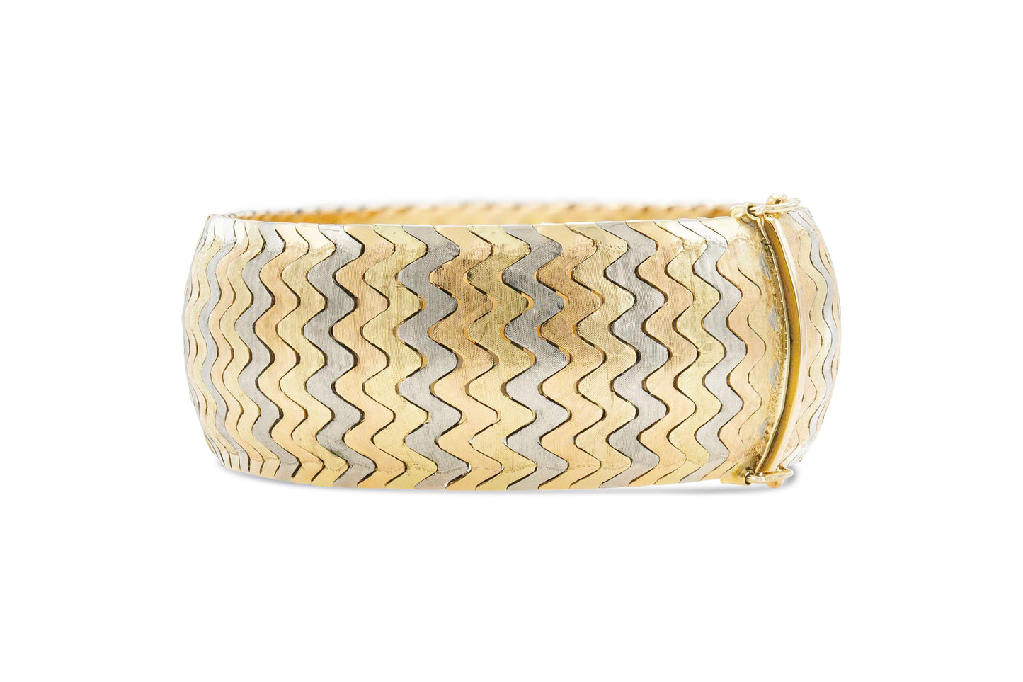 Vintage 1940s Retro Tri-Toned Wave Link Bracelet