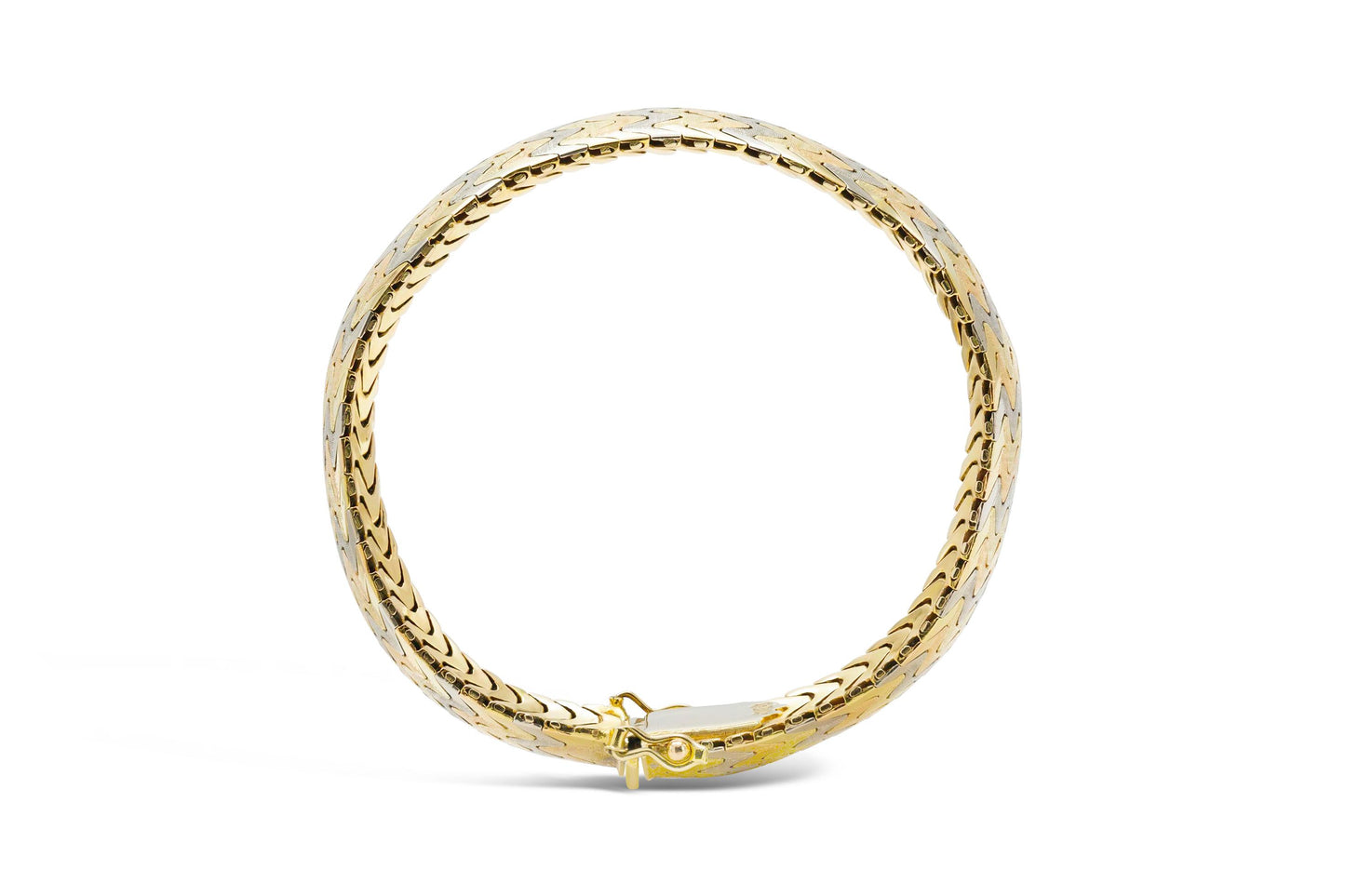 Vintage 1940s Retro Tri-Toned Wave Link Bracelet