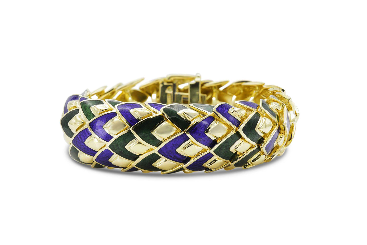 Vintage 1960s David Webb Enamel Dragon Scale Bracelet
