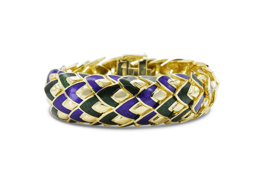 Vintage 1960s David Webb Enamel Dragon Scale Bracelet