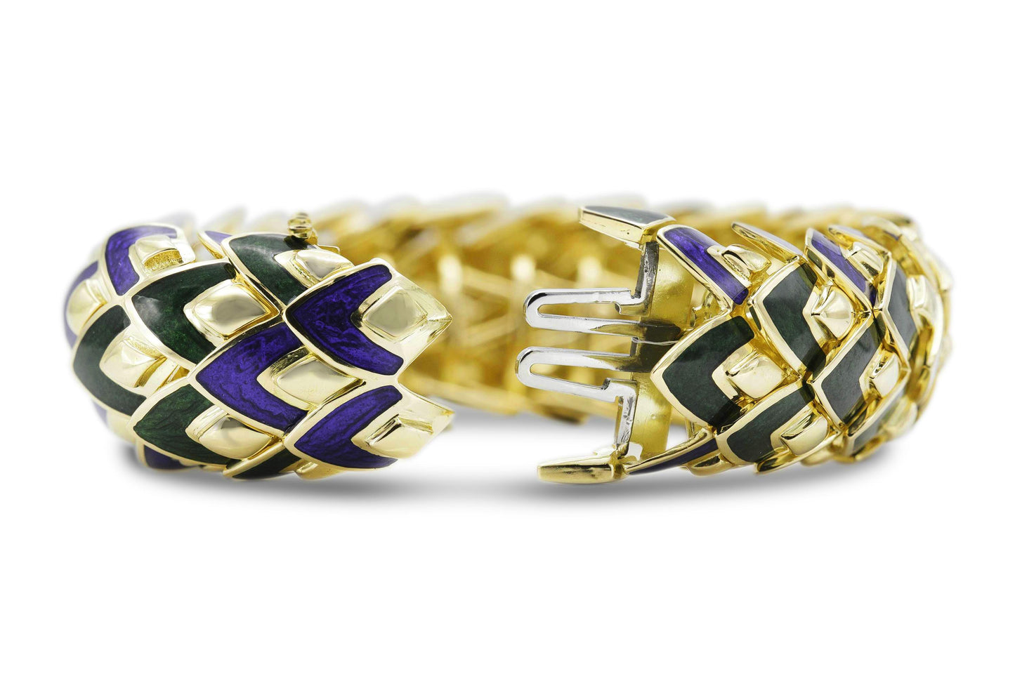 Vintage 1960s David Webb Enamel Dragon Scale Bracelet