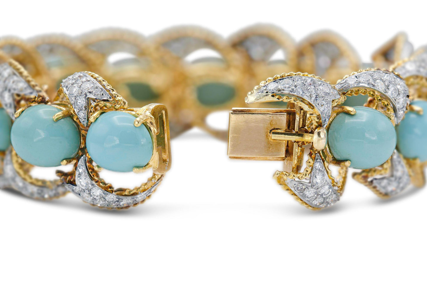 Vintage 1950s Turquoise and Diamond Bracelet