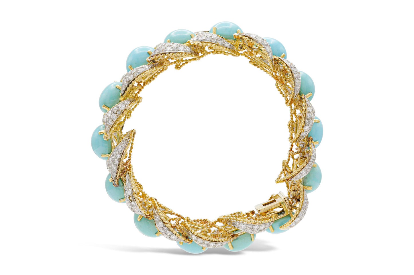 Vintage 1950s Turquoise and Diamond Bracelet