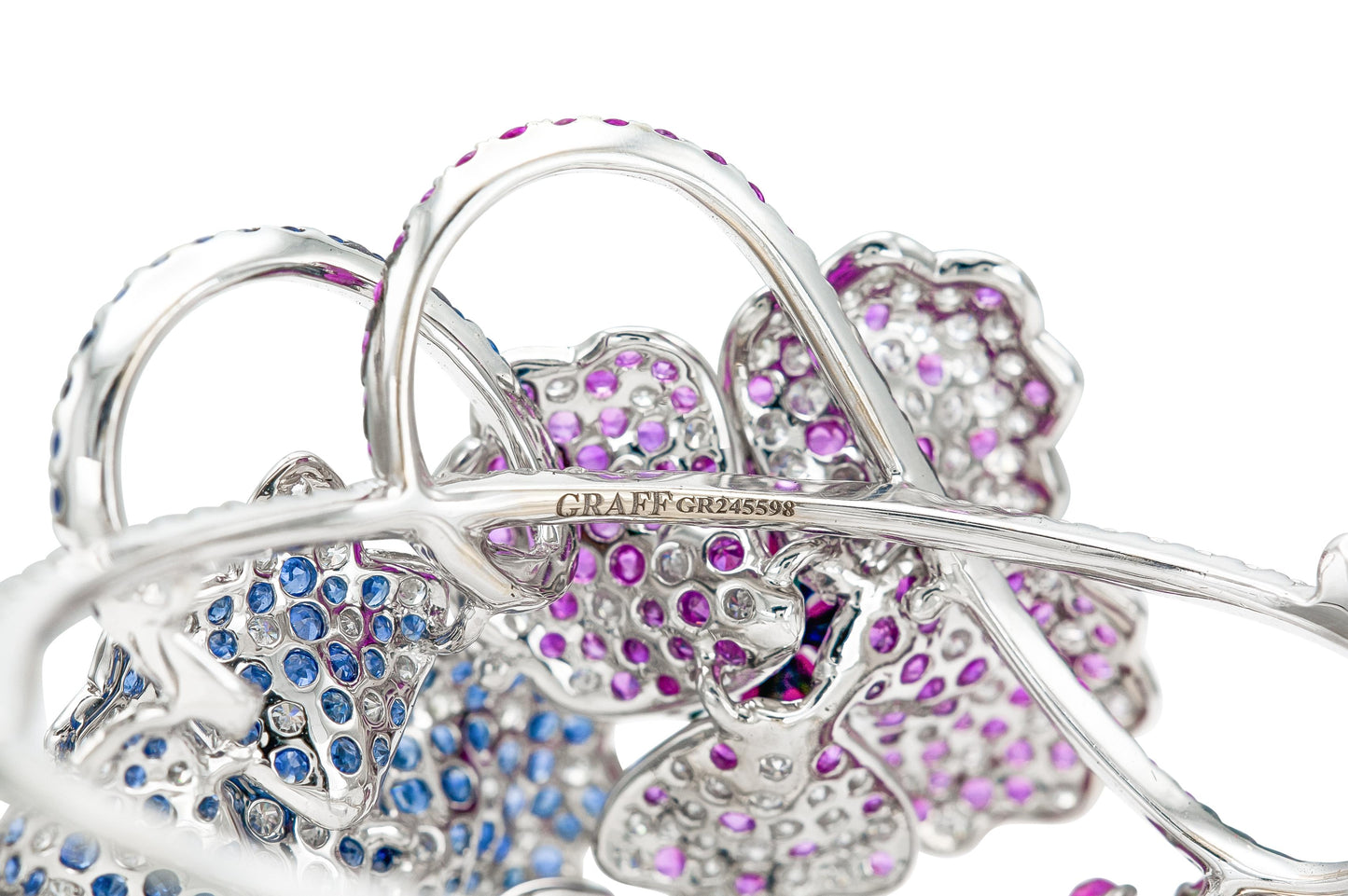 Graff Diamond Ruby and Sapphire Flower Cuff Bracelet