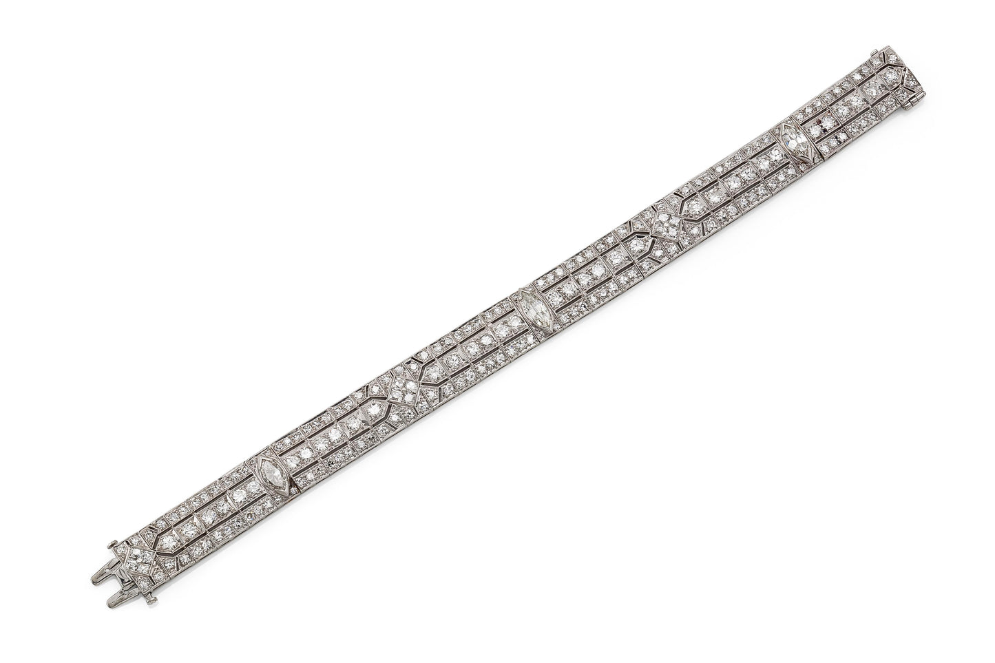 Antique Art Deco 1930s 12.00 Carat Diamond Bracelet