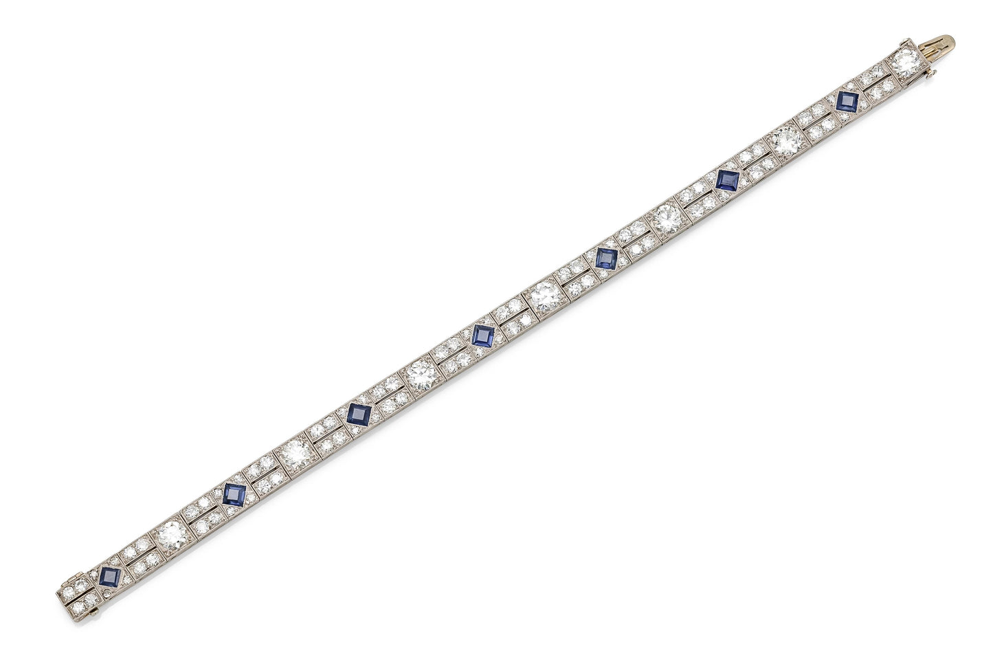 Antique Art Deco 1920s 12.00 Carat Diamond and 3.00 Carat Sapphire Line Bracelet
