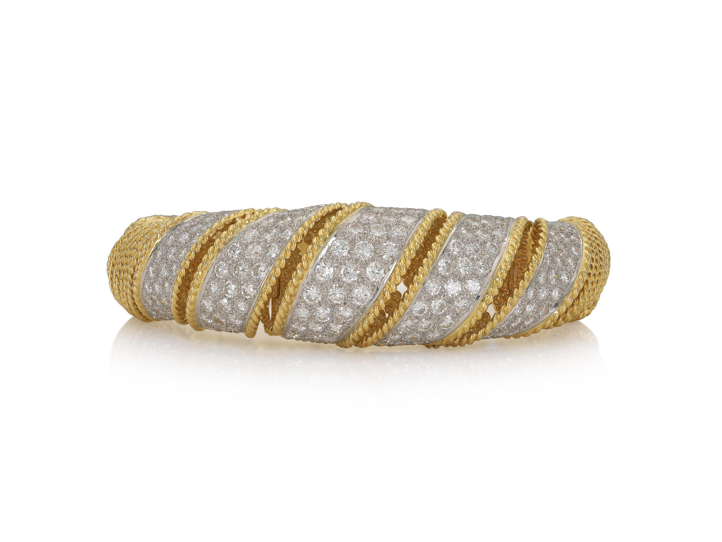 Vintage 1950s 10.00 Carat Diamond and Gold twist Bracelet