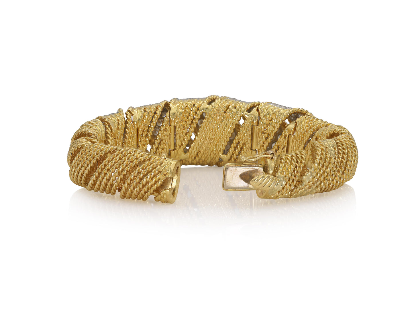 Vintage 1950s 10.00 Carat Diamond and Gold twist Bracelet