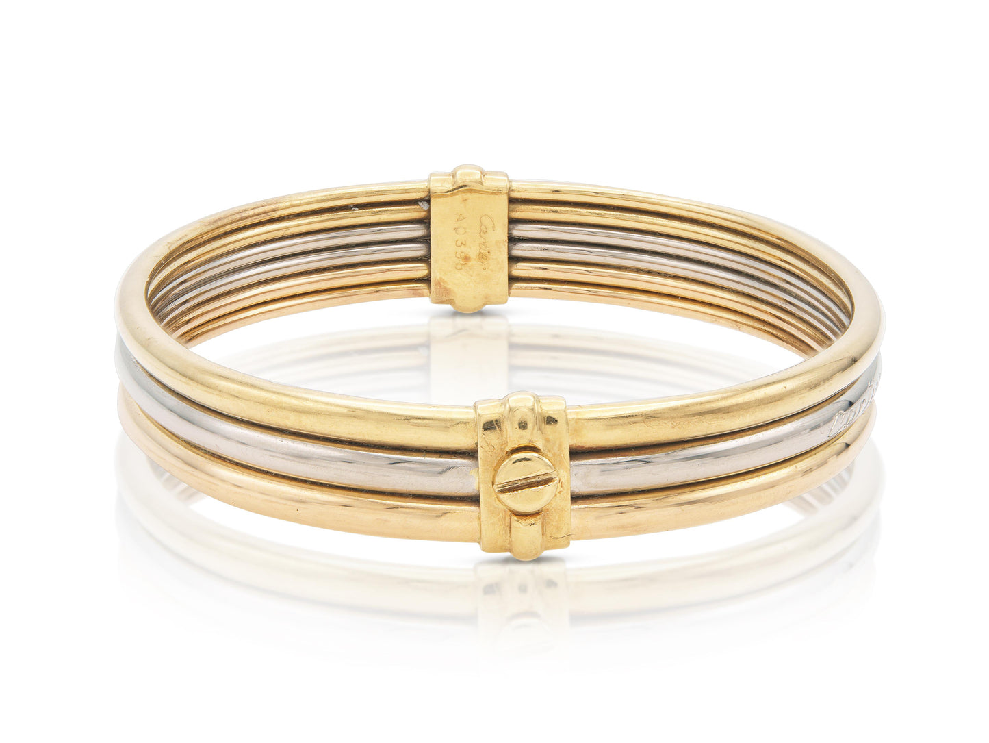 Vintage 1980s Cartier Tri-Tone Gold Bangle Bracelet