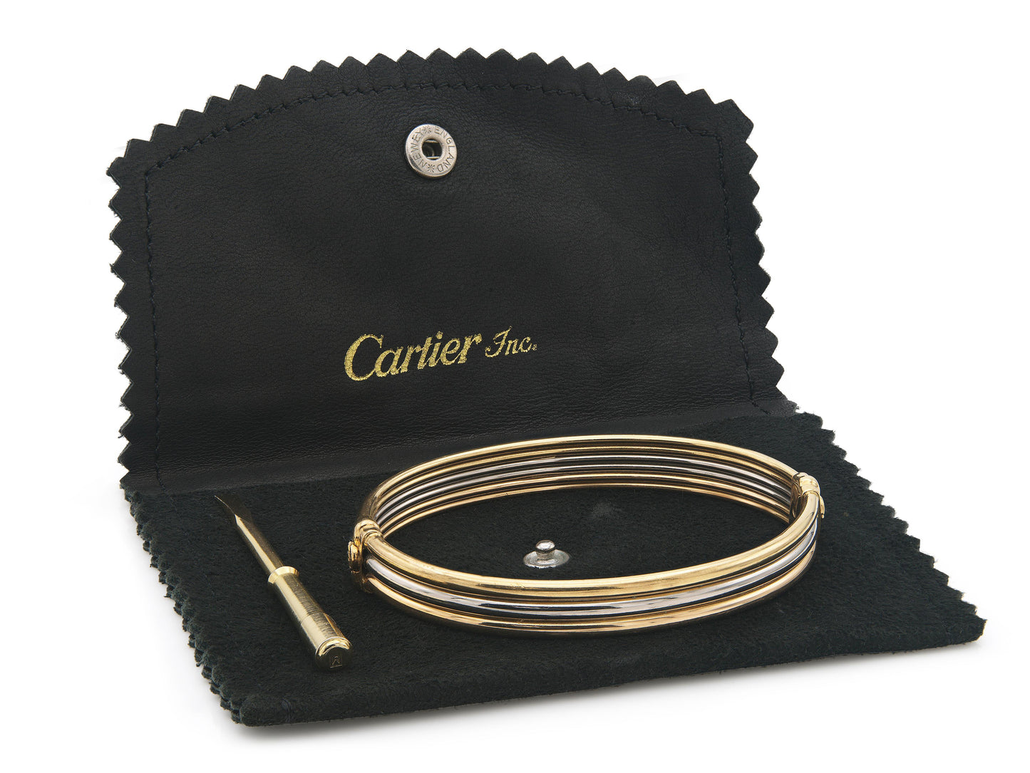Vintage 1980s Cartier Tri-Tone Gold Bangle Bracelet