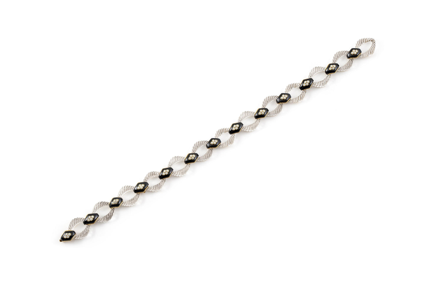 Vintage 1960s Boucheron Crystal Onyx and Diamond Necklace
