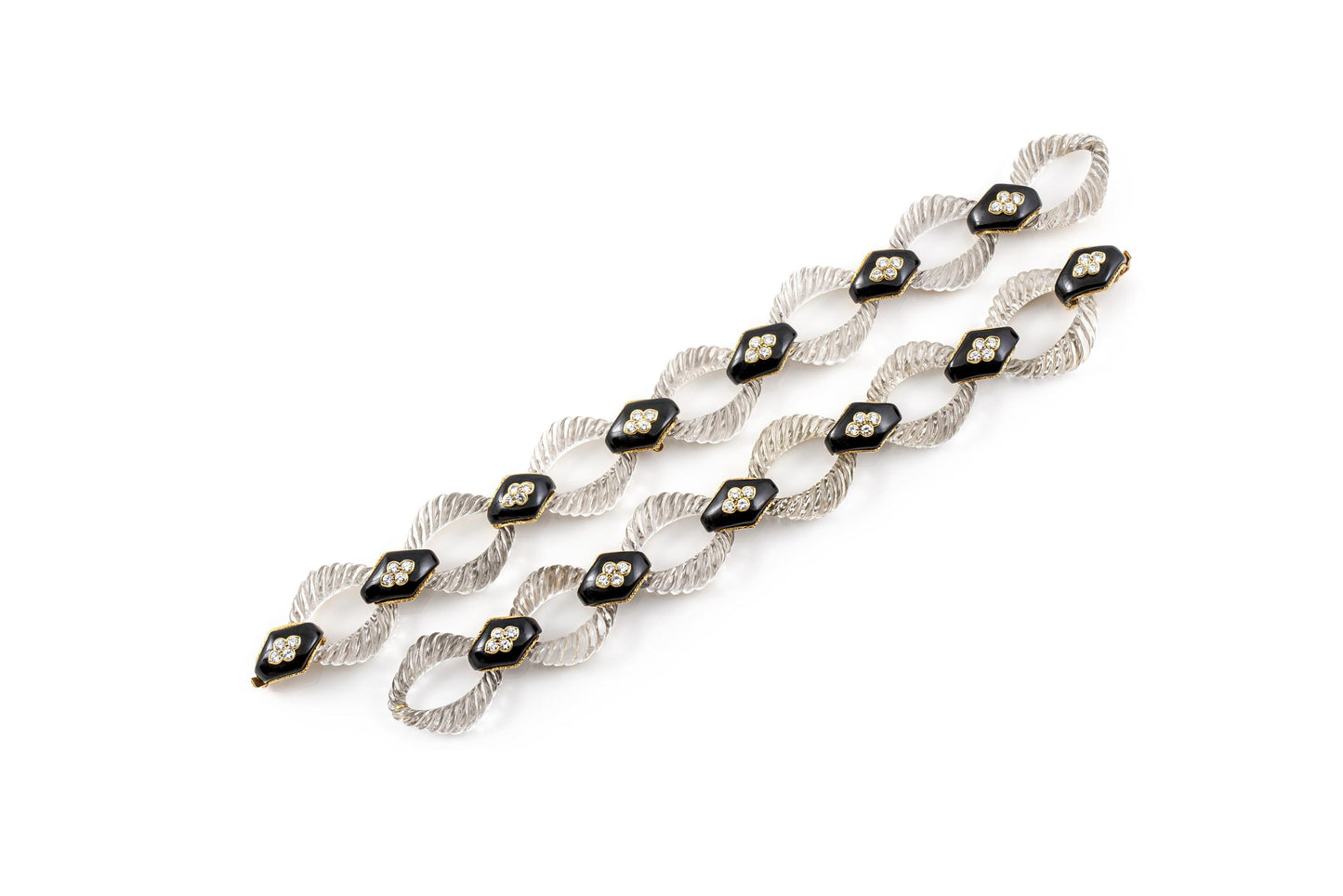 Vintage 1960s Boucheron Crystal Onyx and Diamond Necklace