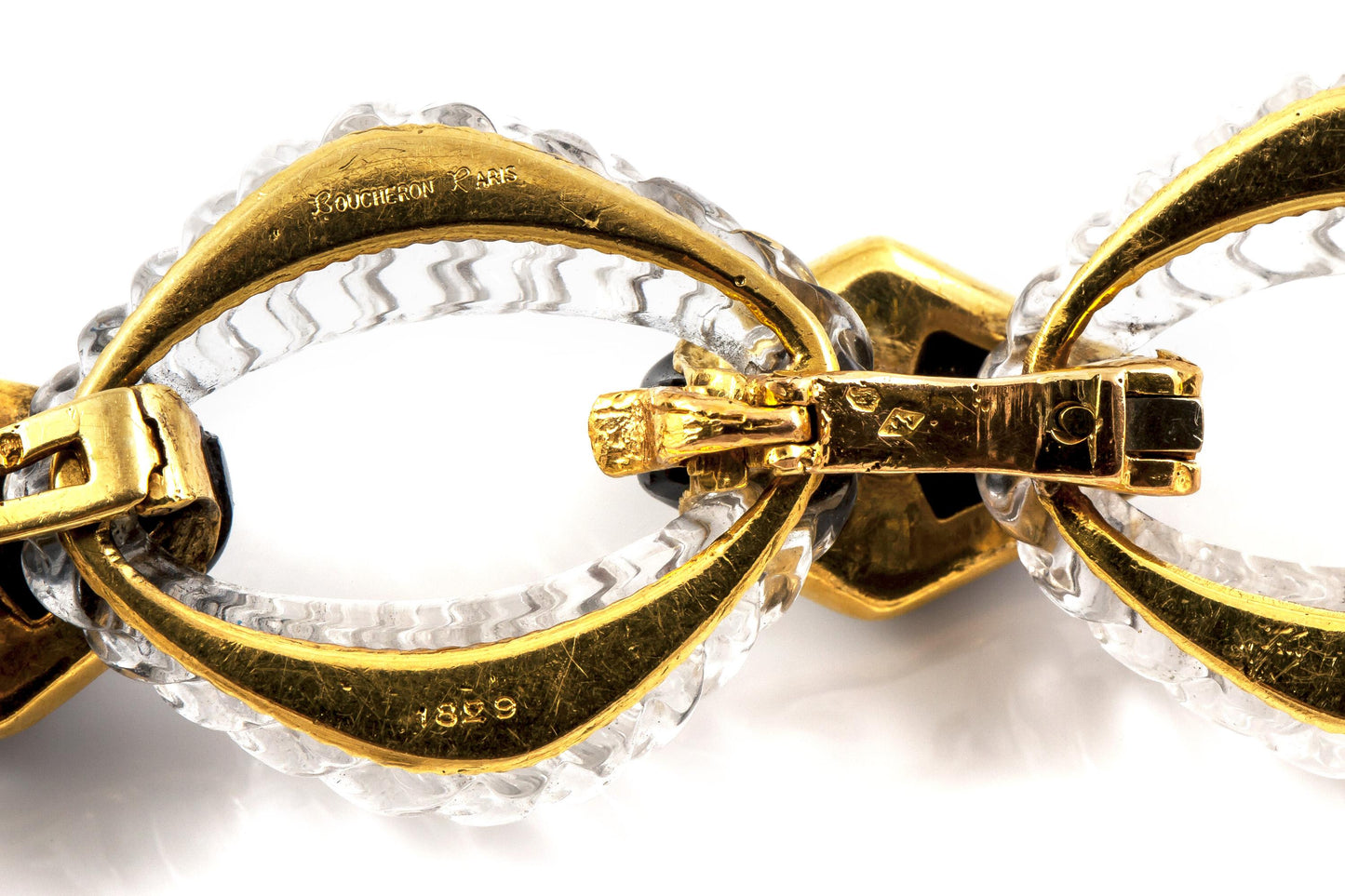 Vintage 1960s Boucheron Crystal Onyx and Diamond Necklace