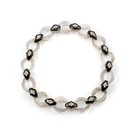 Vintage 1960s Boucheron Crystal Onyx and Diamond Necklace
