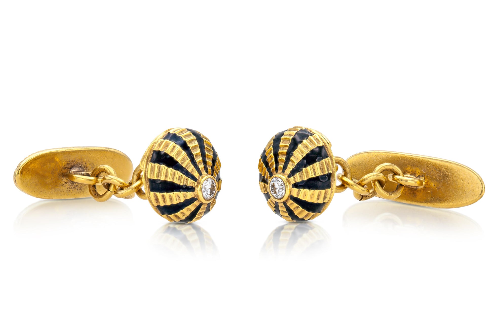 Tiffany & Co. Jean Schlumberger Rayburst Cufflinks with Black Enamel and Diamond