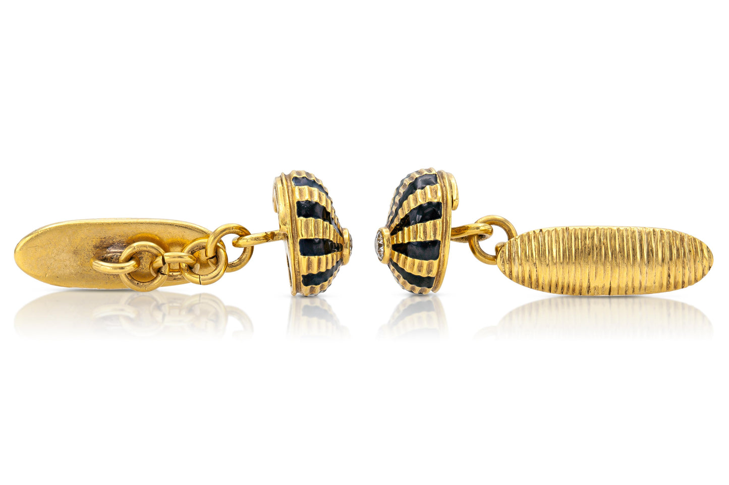 Tiffany & Co. Jean Schlumberger Rayburst Cufflinks with Black Enamel and Diamond