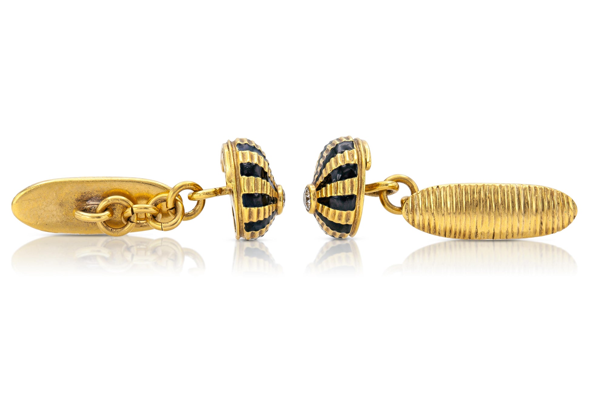 Tiffany & Co. Jean Schlumberger Rayburst Cufflinks with Black Enamel and Diamond