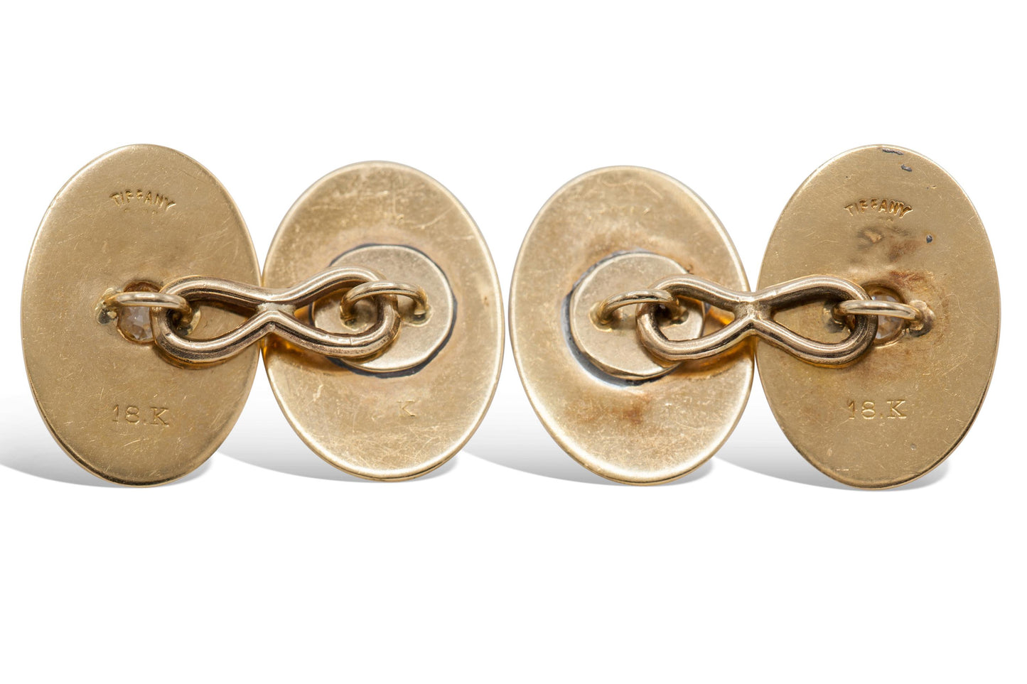 Vintage 1960s Tiffany & Co. Yacht Club Flag Cufflinks with Old Mine Cut Diamonds
